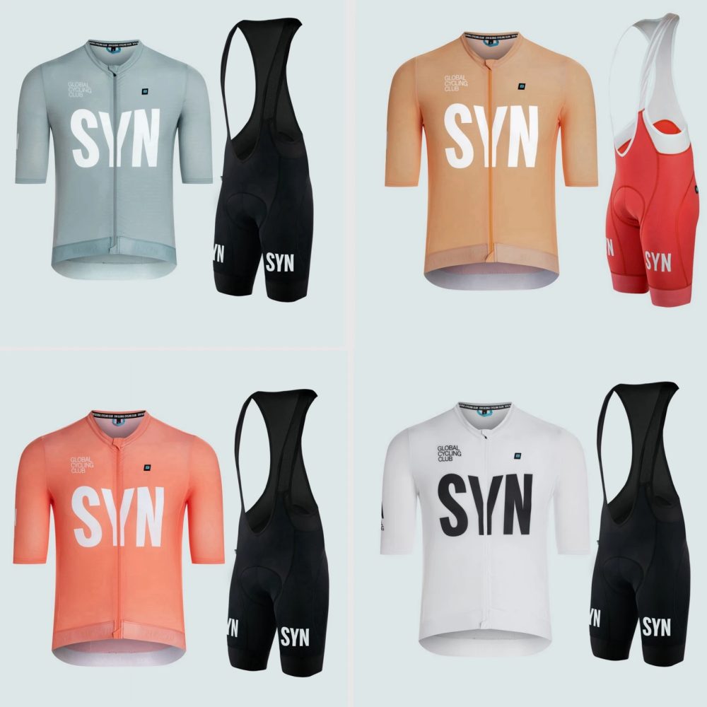 SYN Club Sommer 4-Farben Team Rennradanzug Set Kurzarmtrikot und Trägershorts Team Pro Race Fahrradbekleidung MTB Wear