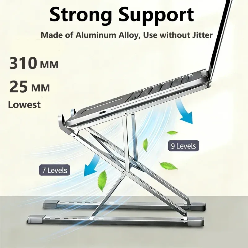 Für Macbook Laptop-Ständer Klappbar Verstellbar Aluminium Computer PC Tablet-Ständer Notebook-Halter mit Wärmeableitung