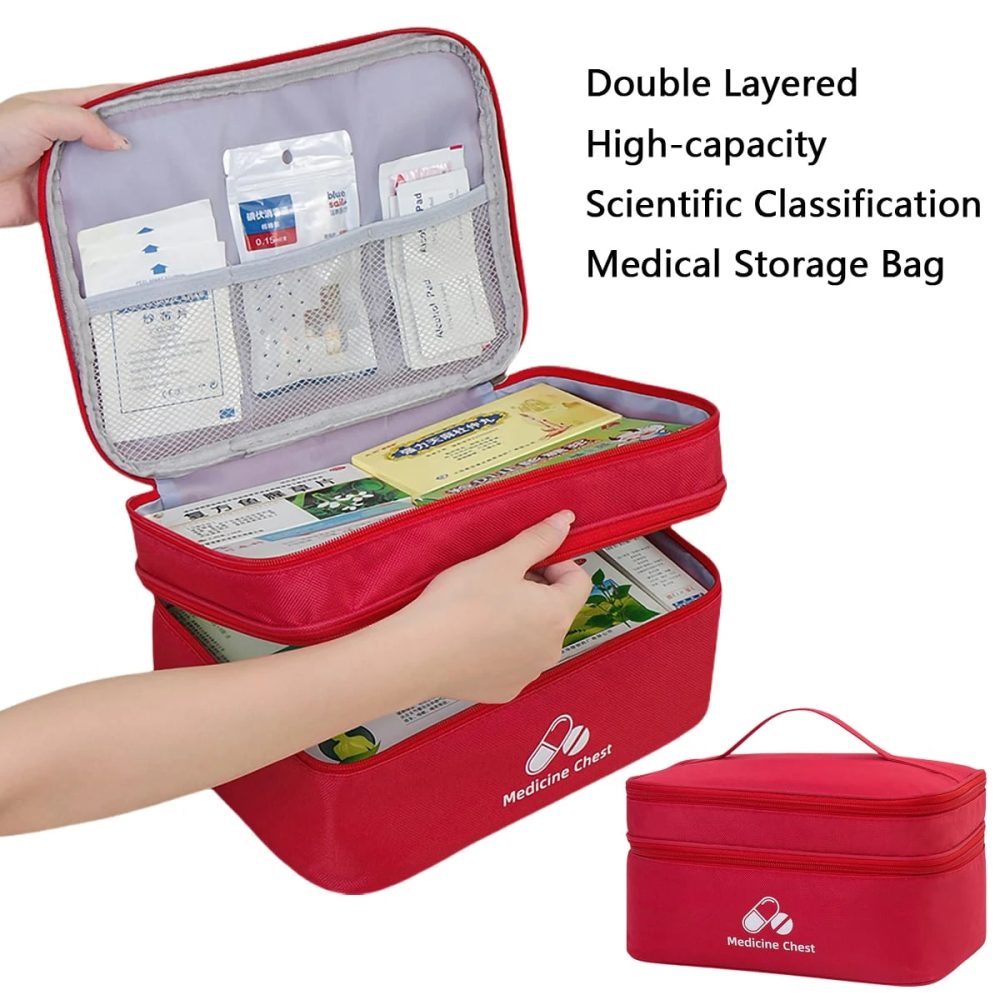 1 STÜCK doppelstöckige medizinische Tasche mit großer Kapazität, Notfallset für den Außenbereich, tragbare kleine Medizintasche, 2025 NEUE Aufbewahrungstasche für zu Hause
