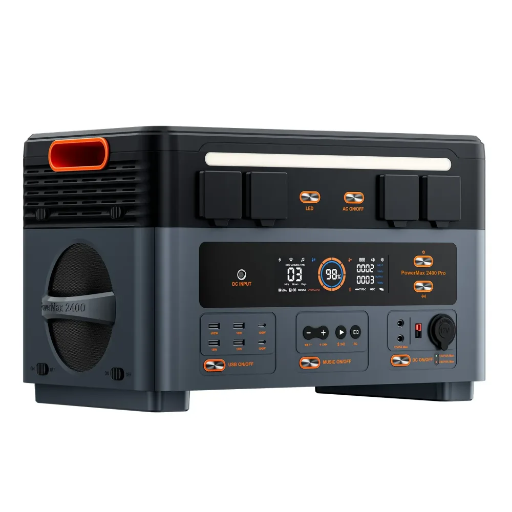 Oscal PowerMax 2400 Pro Tragbare Powerstation, 2016Wh 2400W Outdoor-Generator, 3500+ Zyklen LiFePO4, Doppellautsprecher, 1,2 Stunden Schnellladung, Smart-App für Camping, Haus und Reisen