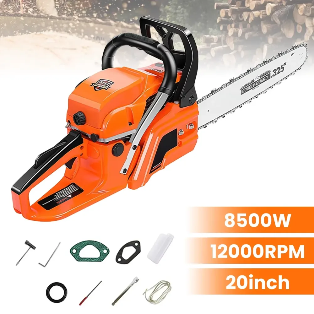 20-Zoll 2-Takt Benzin-Kettensäge, hohe Leistung 8500W, 12000 U/min, tragbare Handkettensäge, Baumtrimm-Maschine, Holzschneider