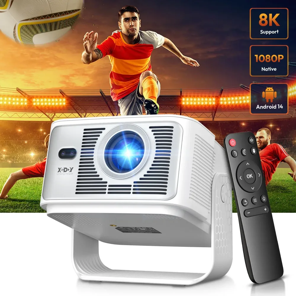 XGODY Gimbal 7 Projektor 900ANSI 8K 2GB+16GB Android 14.0 Autofokus Keystore-Korrektur Beamer Wifi6 BT5.4 Heimkino Outdoor