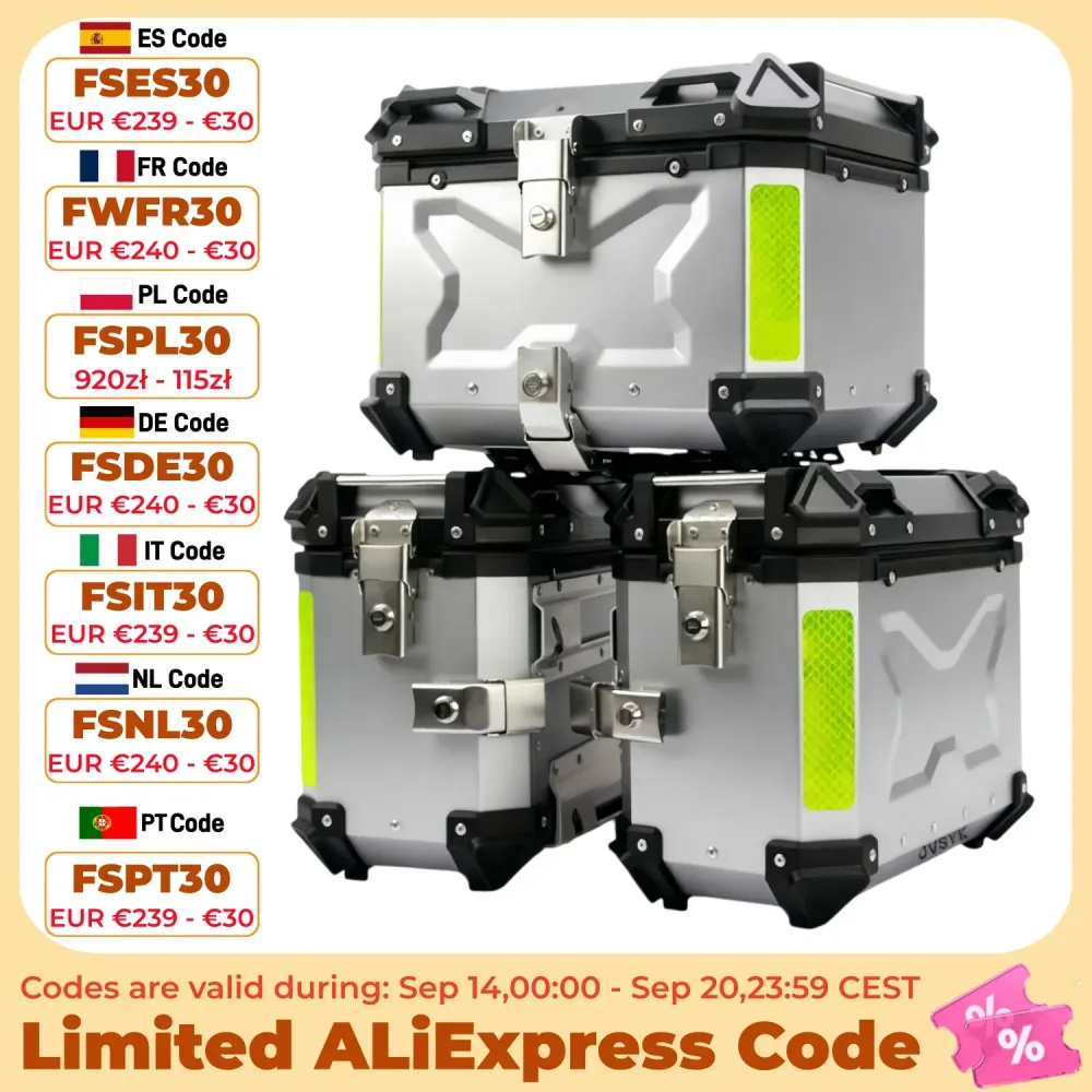 45L, 55L, 65L Aluminium Motorrad-Topcase Silber 38L Motorrad-Seitenkoffer Wasserdichter Schnellverschluss-Koffer Heckkoffer Helmkoffer Werkzeugkoffer