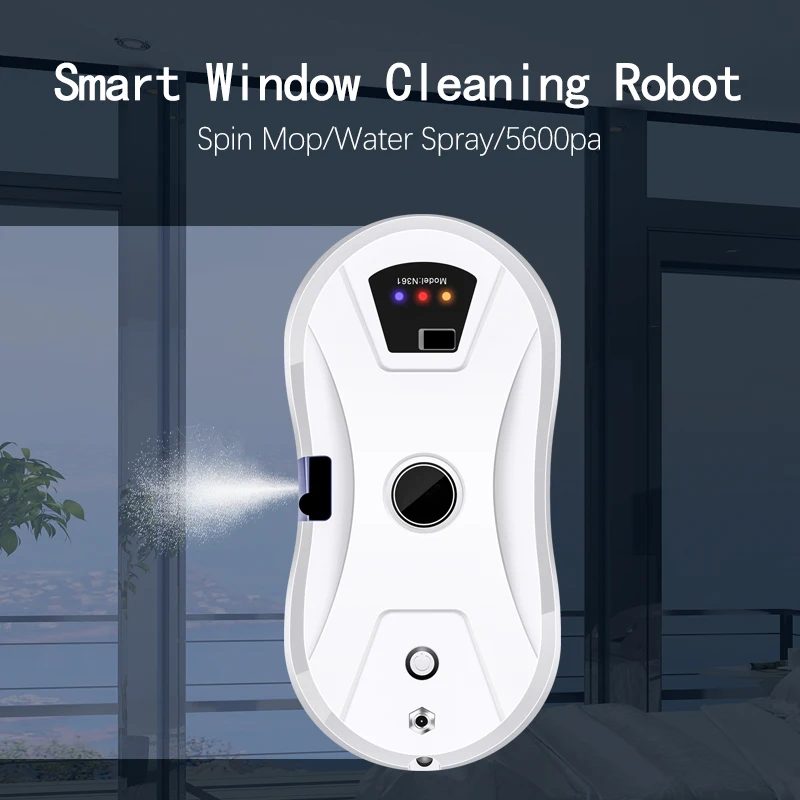 Fensterputzroboter 5600Pa Automatische Wassersprühfunktion Absturzsicher Fernbedienung Fensterreinigungsmaschine für Glas/Fliesen/Decken