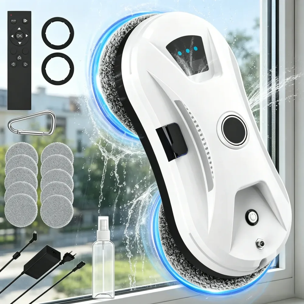 5600Pa Ultraflacher Intelligenter Automatischer Fensterputzroboter Leistungsstarke Adsorption Elektrische Glasreinigungsmaschine Fernbedienung für Innen- und Außenbereich Auto-Fensterreinigungsgerät