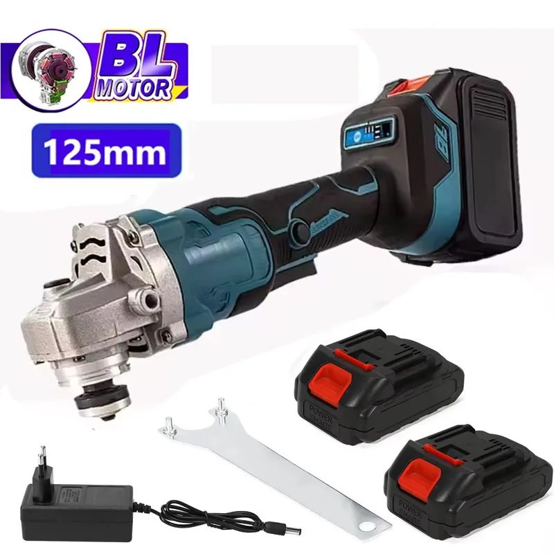 Bürstenloser Elektrischer Winkelschleifer 125MM 3 Geschwindigkeiten Kabelloser Schleifer Schneidemaschine Holzbearbeitungs-Elektrowerkzeug für Makita 18V Akku