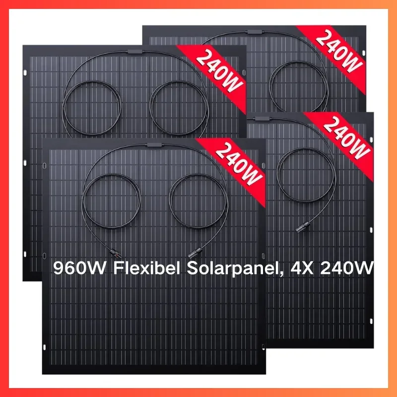 IP67 Monozelle 240 W 19,6 VDC flexibles Solarpanel 4 Stück 960 W Outdoor-PV-Modul für Balkon RV Boot Ladesystem