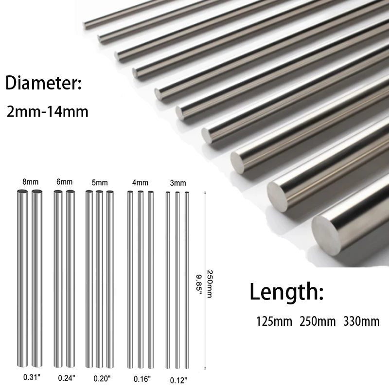 1/5 Stück Edelstahl Massiv Rundstab Drehmaschine Bar Lager Sortiert für DIY Handwerk Werkzeug Durchmesser 2mm 2,5mm 3mm 4mm 5mm 6mm 8mm 10mm14mm