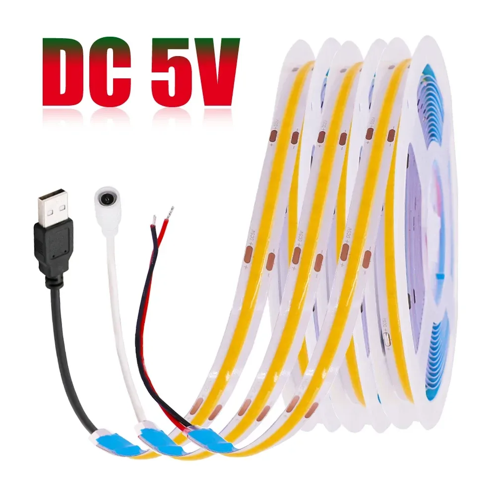 DC 5V LED COB Streifen Licht USB Hohe Dichte Linear Beleuchtung 320LED Flexible Band Lichter Warm Natürliche Weiß rot Blau Grün Dekor