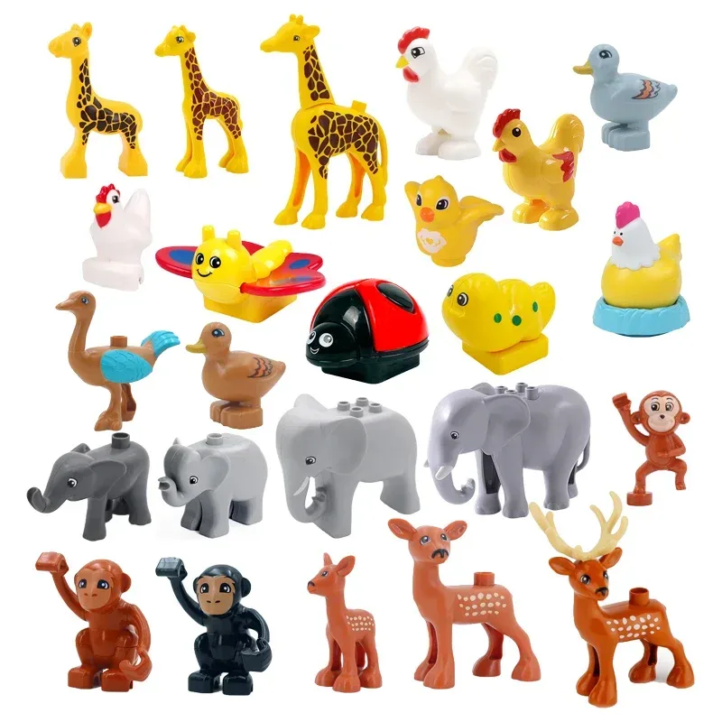 Große Bausteine Tier Locking Giraffe Hirsch Huhn Elefanten Kompatibel Sets Bricks Hause Pädagogisches Spielzeug Für Kinder Geschenk