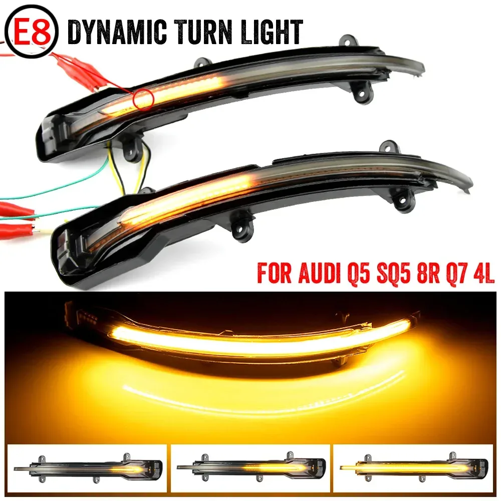 2Pcs Auto Dynamische LED Blinker Licht Für Audi Q5 SQ5 8R Q7 4L Rückspiegel Blinker Anzeige