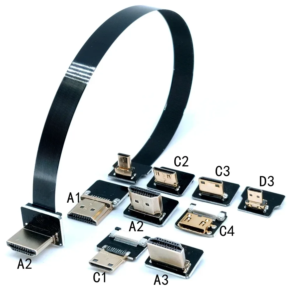Band Flache FPV HDMI-kompatibel Kabel Micro HD zu Mini HD90 Grad Adapter 5cm-80cm FPC Pitch 20pin Stecker Stecker