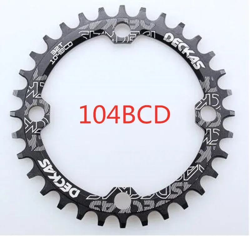 Deckas 104BCD Rundes schmales breites Kettenblatt MTB Mountainbike Fahrrad 104BCD 32T 34T 36T 38T Kurbelgarnitur Zahnplatte Teile 104 BCD