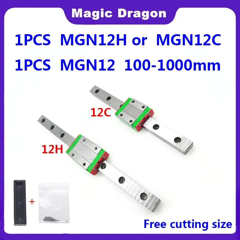 12mm Linearführung MGN12 100 150 200 250 300 350 400 450 500 550 600 700 800 1000 mm +MGN12H oder MGN12C Block für 3D-Drucker CNC