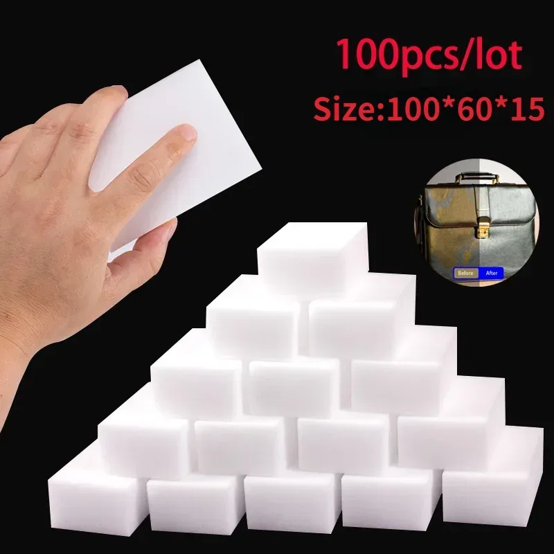100 Teile/los Melamin Schwamm Magischer Schwamm Radiergummi Für Küche Büro Badezimmer Melamin Reiniger Reinigungsschwamm 100X60X15MM
