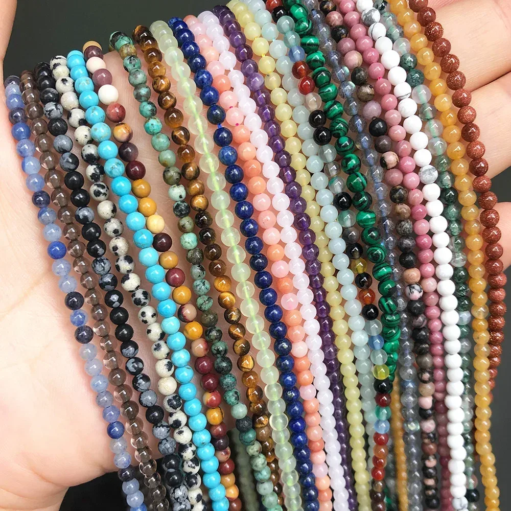2 3 4mm Natürliche Achate Labradorit Quarz Amazonit Kristall Stein Perlen Runde Lose Perlen Für Schmuck Machen DIY armband 15''