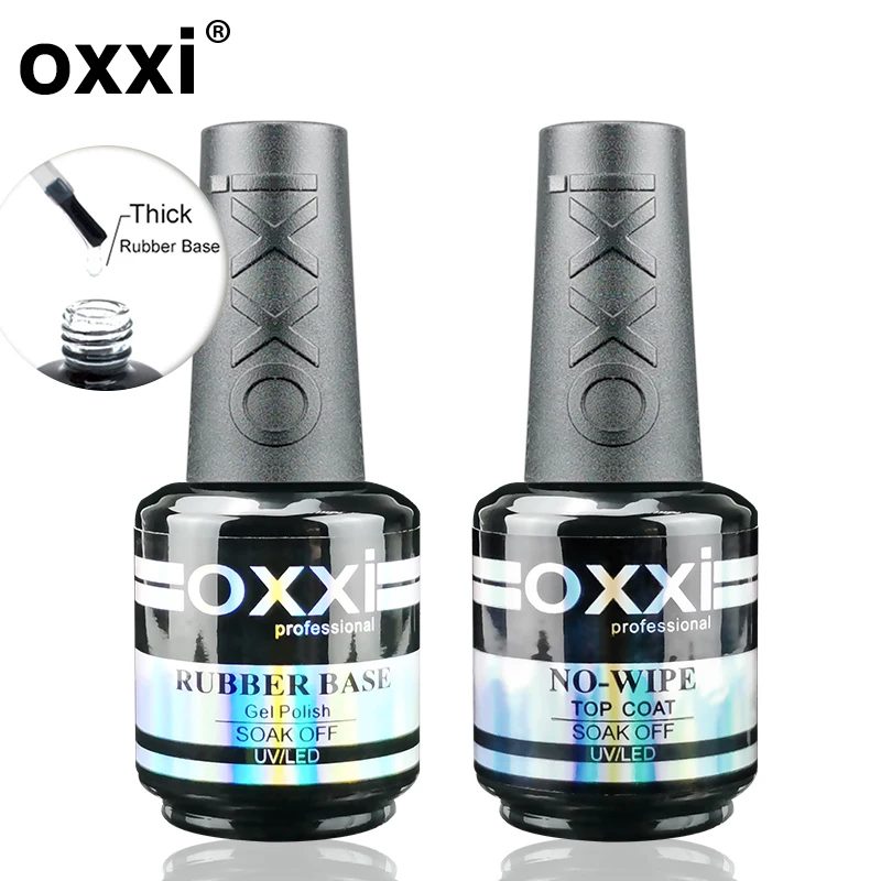 OXXI 15 ml Basis- und Decklack für Gel-Nagellack, semipermanenter Lack, Gummi-Decklack und Basismantel, Gellac UV-LED, Permanent-Emaille Lak