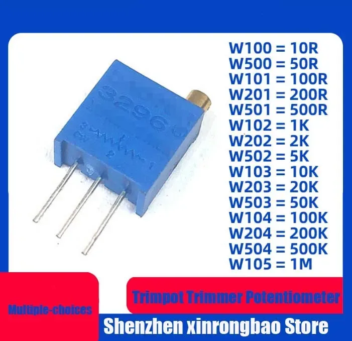 10 Stück 3296W 3296 50 100 200 500 Ohm 1K 2K 5K 10K 20K 50K 100K 200K 500K 1M Ohm 103 100R 200R 500R Trimpot Trimmer Potentiometer