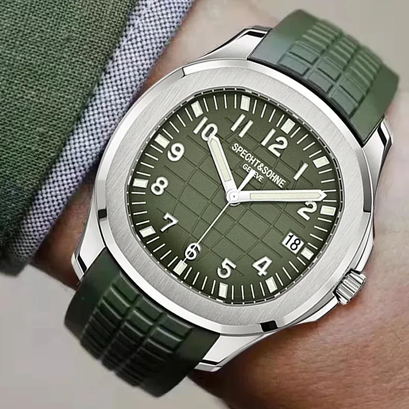 Specht & Söhne Marke Automatische Mechanische Uhren Sport Armbanduhren Grün Saphir Leucht 50M Wasserdicht Relogio Masculino