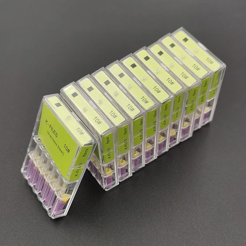 5 Boxen Dental K Files Hand Use 6 #   8 #   10 #   15 #   Zahnfeilen aus Edelstahl, Wurzelkanal, endodontische Feilen, Instrument