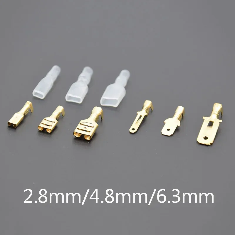 100 Stück/50 Stück 2,8/4,8/6,3 mm Spaten-Crimp-Anschlüsse, elektrische Isolierhülse, Drahtverbinder für 22?16 AWG 0,5 mm2?1,5 mm2