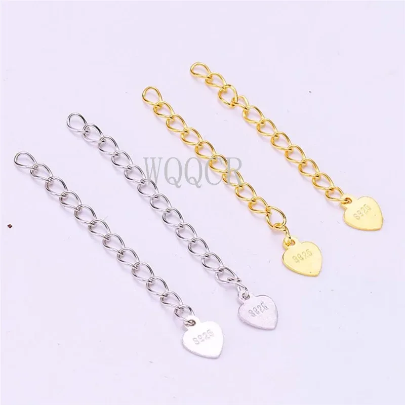 20 Stück 925 Sterling Silber Dekoration Verlängerungsketten 50 mm Armband Halskette Verlängern Schwanzketten DIY Schmuck Zubehör