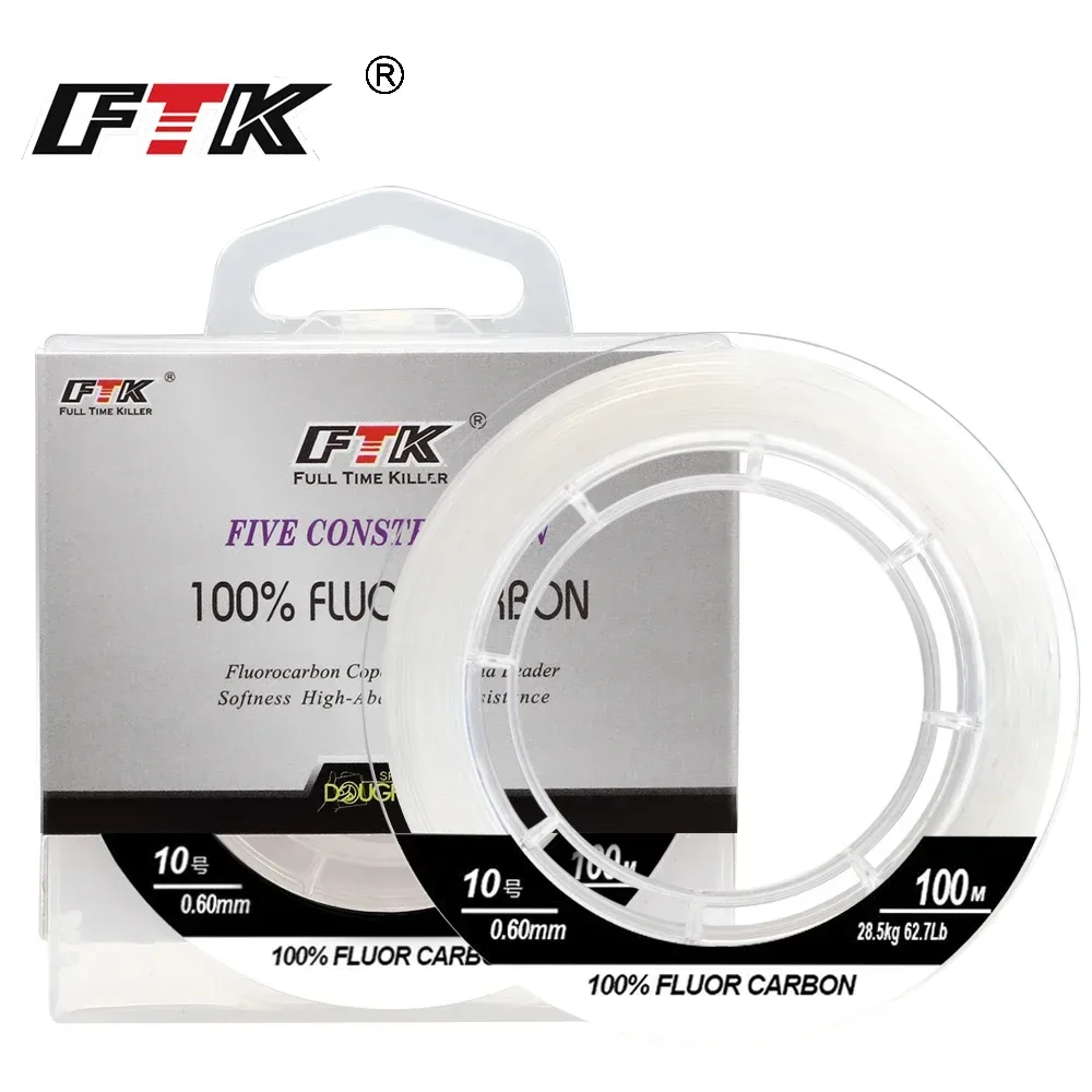FTK 50M/100M 100% Fluorkohlenstoff-Angelschnüre 5,5-130,9LB Carbon Fiber Leader Fly Line Schnell sinkendes Karpfenangeln