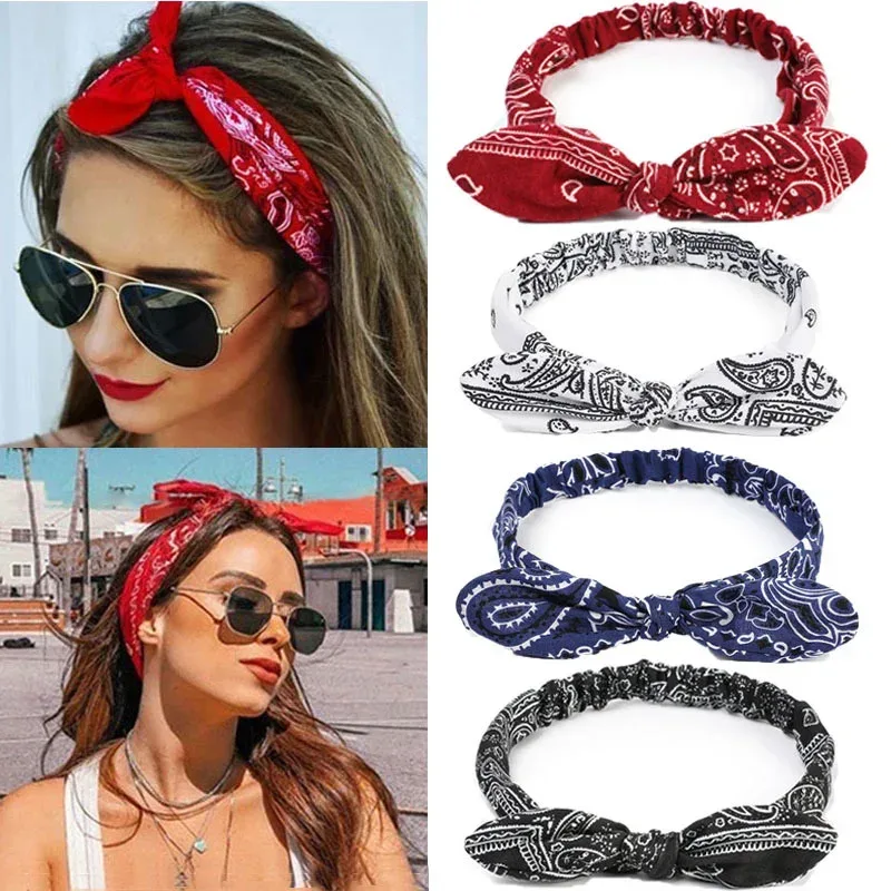 Neue Frauen Boho Weicher Solid Print Stirnbänder Vintage Kreuz Bowknot Elastische Haarbänder Haar Krawatte Turban Bandanas Mädchen Haar Zubehör