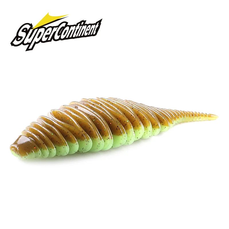 Supercontinent BELLOWS GILL Weicher Köder Wurm Angeln Bass Köder 100 mm/4 Stück 77 mm/6 Stück Larve Weichköder