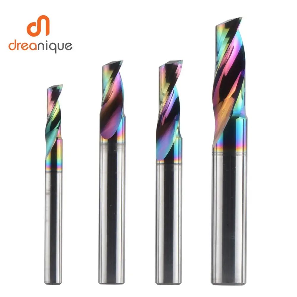 Dreanique 1 Stück 3,175 4 6 8 mm CNC-Einzelflöten-Schaftfräser aus Vollhartmetalllegierung, DLC-Beschichtungsfräser für Alu DSA1F