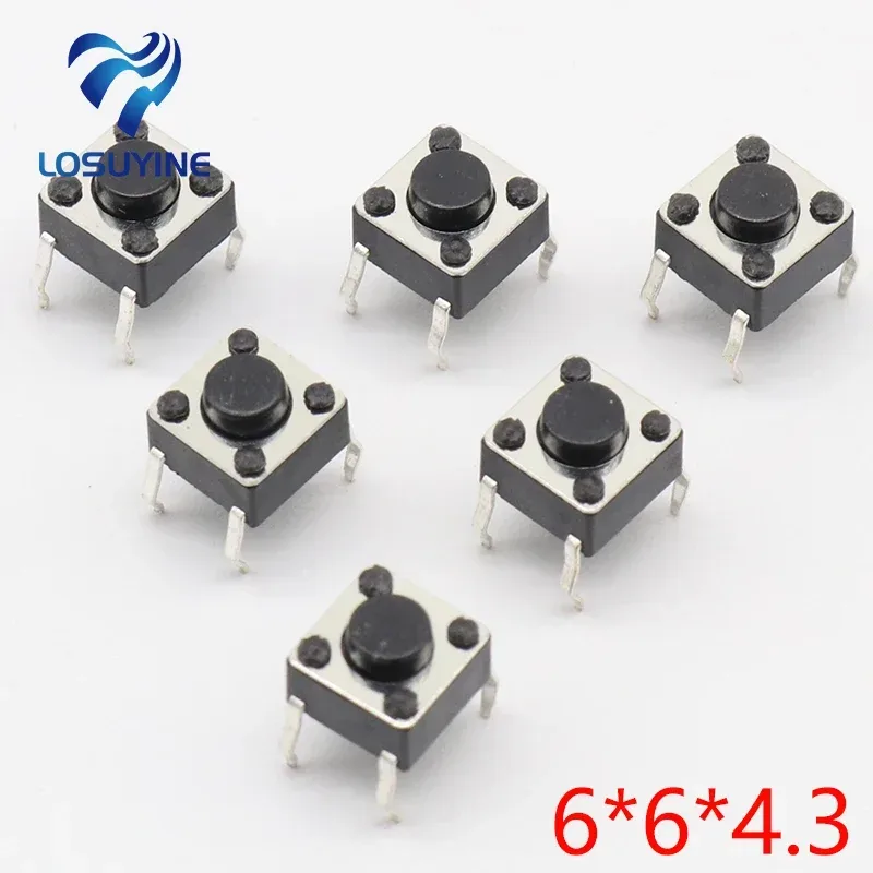 50 teile/los 6x6x4,3 MM 4PIN G89 Tactile Tact Push Button Micro Schalter Direkt Plug-in Selbst-reset DIP Top Kupfer