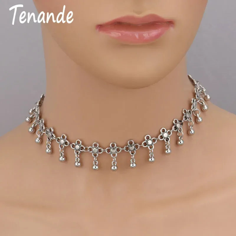 Tenande Vintage Schlüsselbeinkette Halsketten Blumen Quaste Halsketten für Frauen Böhmischer Schmuck Geschenke