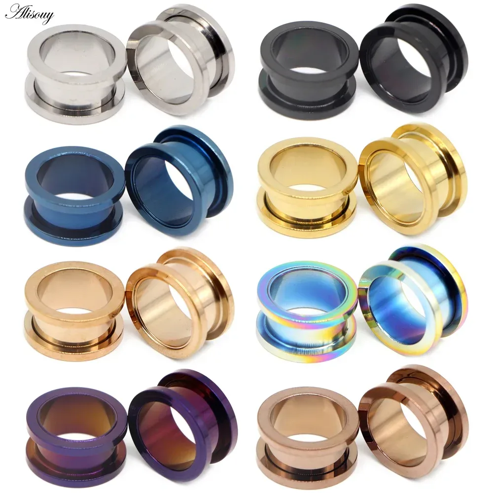 Neue 2 stücke Bunte Eloxiertem Edelstahl Schraube Fit Ohr Flesh Tunnel Ohrring Plug Expander Körper Schmuck Piercing Earlet Messgeräte