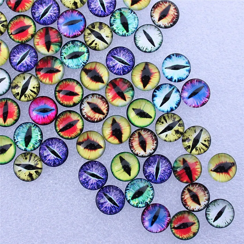 Von 6 mm bis 25 mm, zufällig gemischte, runde Plüschpuppen-Augen, paarweise, Glas-Flachrück-Foto-Cabochons, DIY-Zubehör K06011