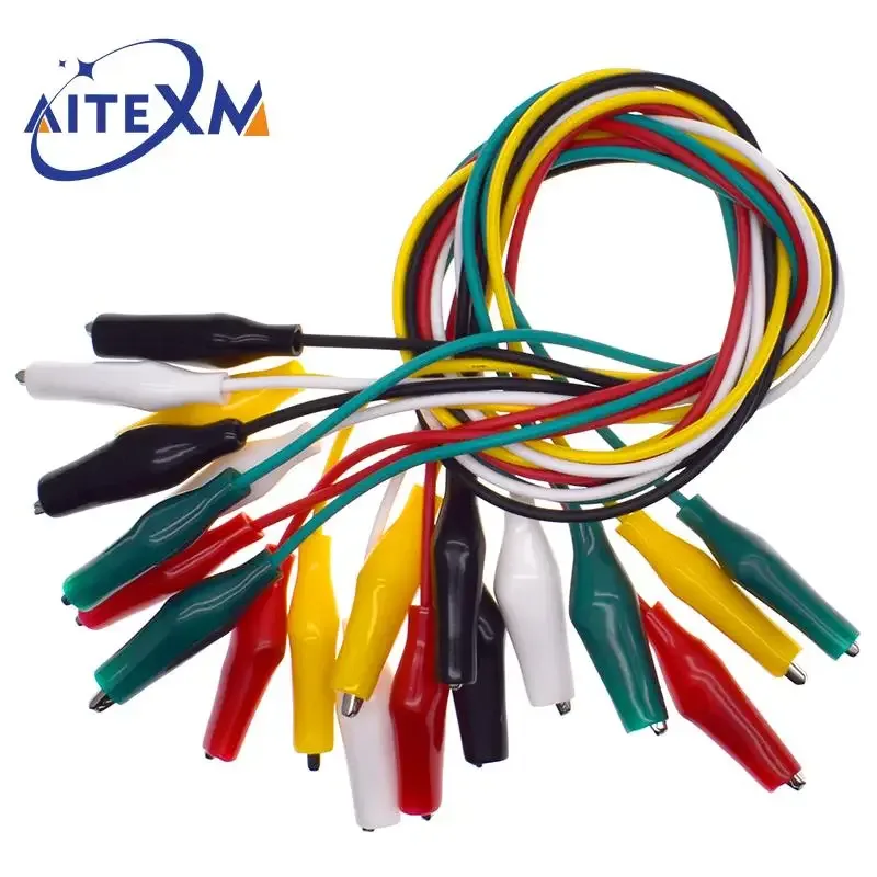 1Set / 10PCS Krokodilklemmen Elektrische DIY Messleitungen Krokodil doppelseitige Krokodilklemmen Roach Clip Test Jumper Draht 46CM