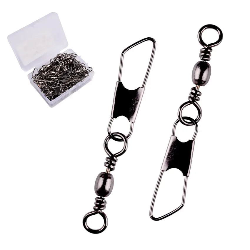 50 Teile/schachtel Messing Barrel Angeln Wirbel Solide Ringe Angeln Pin Linie Stecker Angelhaken mit Verriegelung Snap Wirbel Tackle-Tool