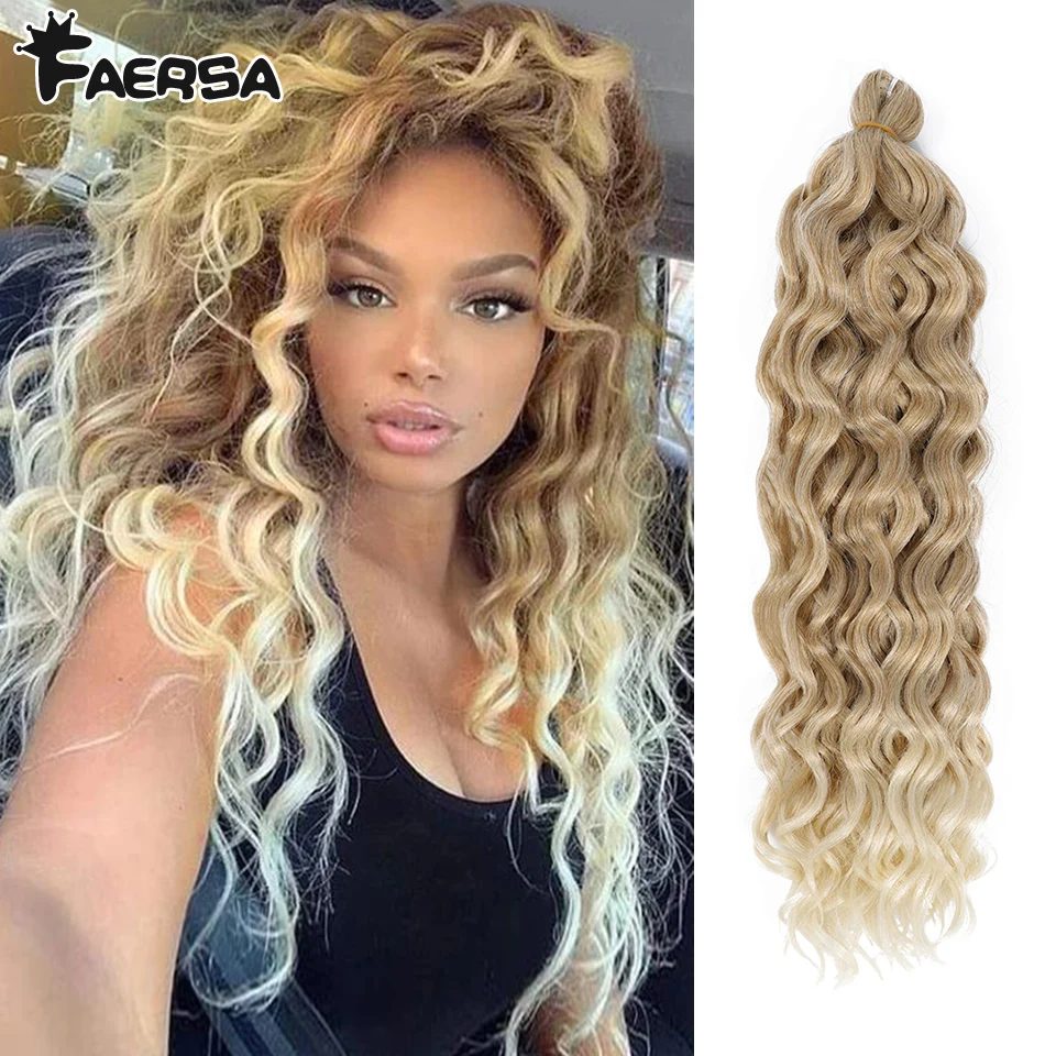 Ozean Welle Flechten Haar Extensions Häkeln Zöpfe Synthetische Haar Afro Curl Hawaii Ombre Lockige Blonde Wasser Welle Geflecht Für Frauen