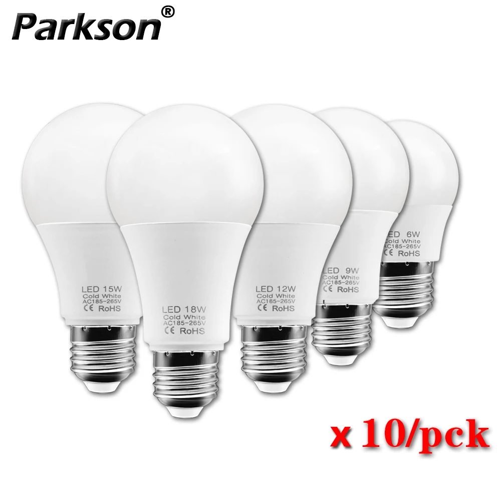 10 stücke E27 Led-lampen 220V 240V 18W 15W 12W 9W 6W 3W Scheinwerfer Birne LED Lampe Lampada Bombillas Lamparas Für Hause Tisch Lampe