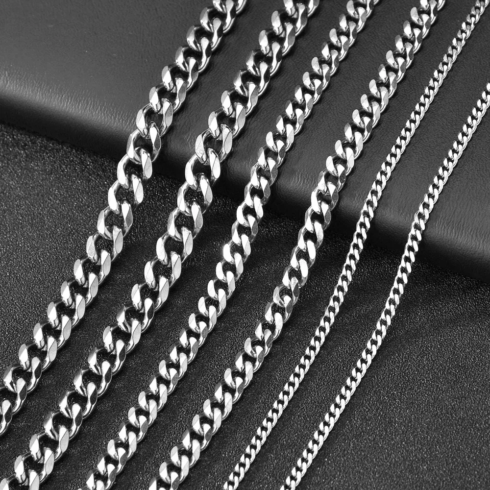 Kubanische Gliederkette für Herren, Größe 3,6/5/6/7/8/9 mm, Punk-Halskette für Herren, Edelstahl, männlicher Modeschmuck, Geschenke für Männer