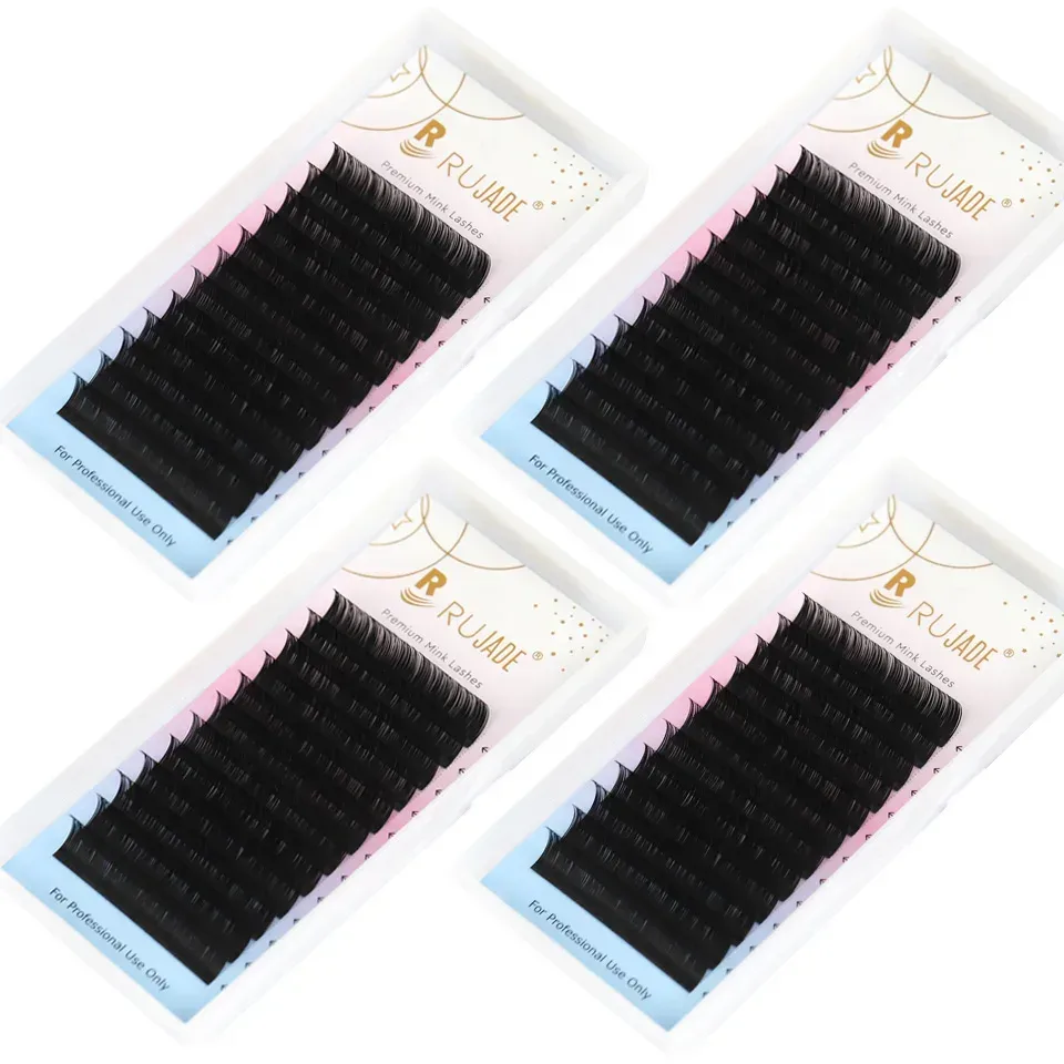 Lashrujade Faux Nerz Einzelwimpernverlängerung Regelmäßige klassische Wimpernverlängerung Russische Volumenwimpern für professionelles Make-up