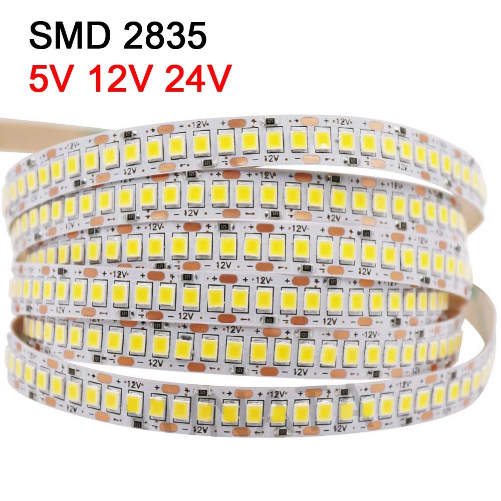5 V 12 V 24 V 2835 LED-Streifen 5 m 300/600/2400 Pixel LED-Band SMD 3528 flexible Lichtleisten-Streifen unter der Schrankbeleuchtung, Hintergrundbeleuchtung