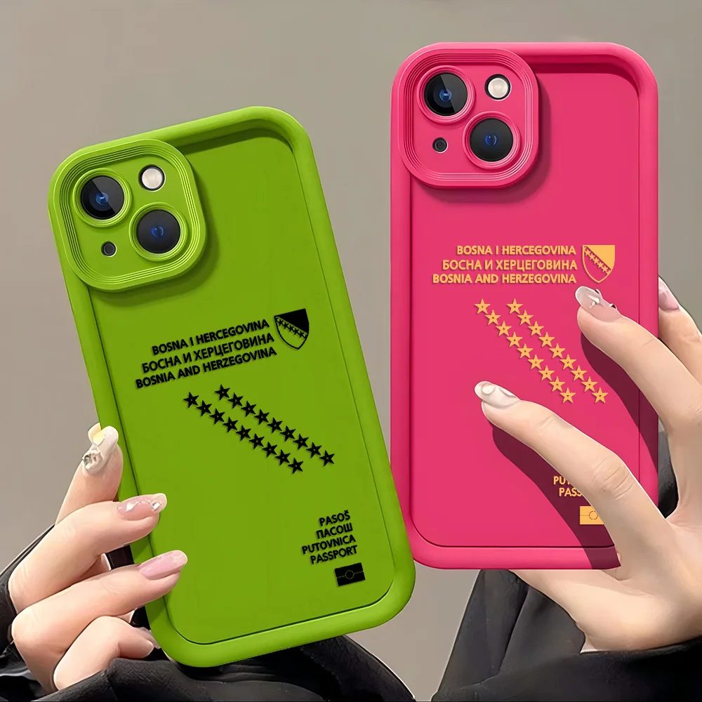 Bosnien und Herzegowina Reisepass-Handyhülle für iPhone 17 16e 16 15 14 13 12 11 Air Pro Max Mini XR XS X 7 8 Plus Weiche TPU-Abdeckung
