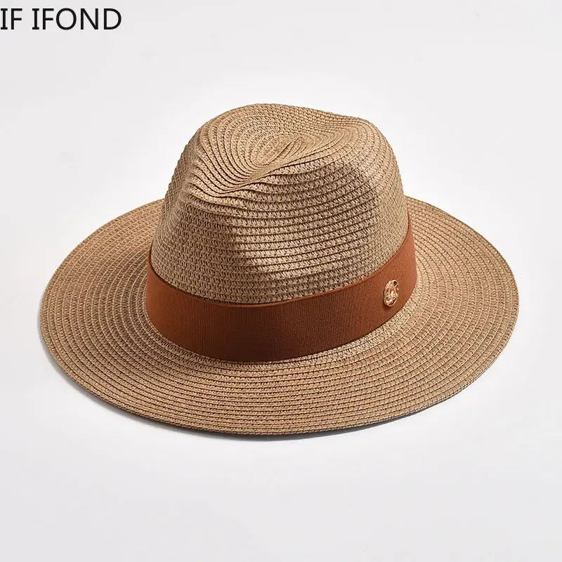 Sommer-Strohhüte für Damen und Herren, Panama, Reisen, Strand, Sonnenhut, Band, Dekoration, eleganter Luxus-Jazzhut