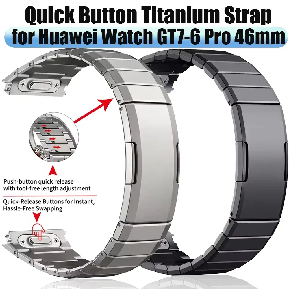 Quick-Button-Titanarmband für Huawei Watch GT7 Pro 46mm, Metallarmband ohne Lücken für Huawei Watch GT6 Pro 46mm, Armband, Correa