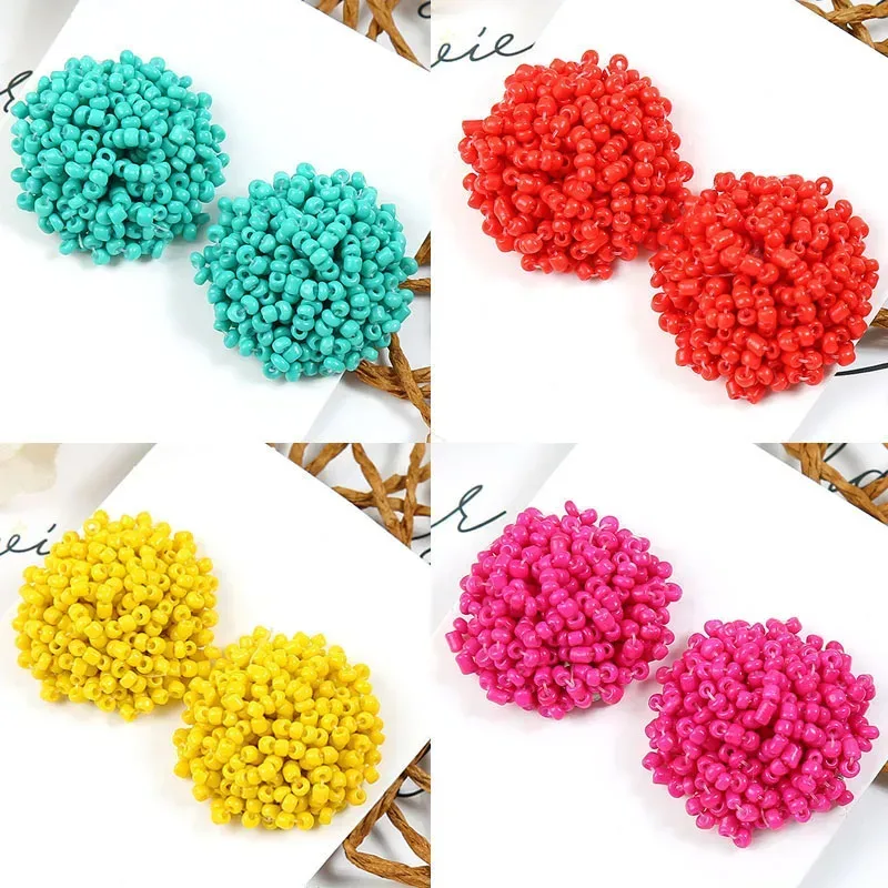 Bohemian Handmade Perlen Stud Ohrringe Für Frauen Ethnische Geometrische Pendientes Mujer Boho Ohrringe Modeschmuck boucles d'oreille