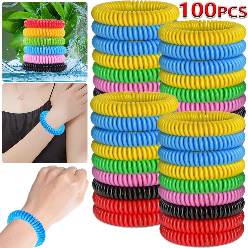 1?100 Stück Mückenschutz-Armbänder, wasserdichtes Mückenarmband, DEET-freies Anti-Mücken-Insektenkontroll-Armband, universell