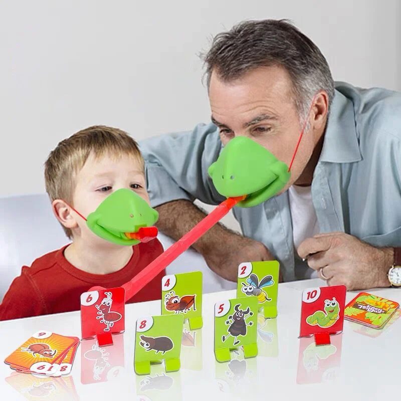 Frosch Eidechse Maske Wagging Zunge Lecken Karten Brettspiele für Kinder Familie Party Spielzeug Antistress Lustige Desktop Puzzle Spiel Spielzeug
