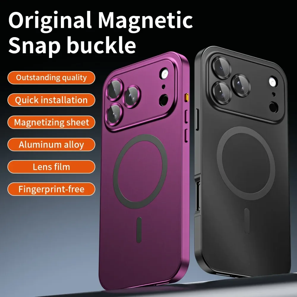 Schnallentyp Metall-Handyhülle für iPhone 13 14 15 16 17 18 Pro Max Aluminiumrahmen Magnetische Handyhülle für Magsafe PC-Rückseite