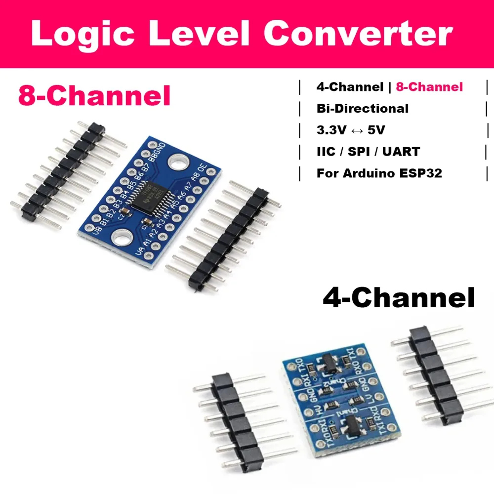 Bidirektionaler Logikpegelwandler 4CH 8CH IIC I2C SPI UART 3,3V-5V für Arduino ESP32 Raspberry Pi DIY Elektronik-Bausatz TXS0108E