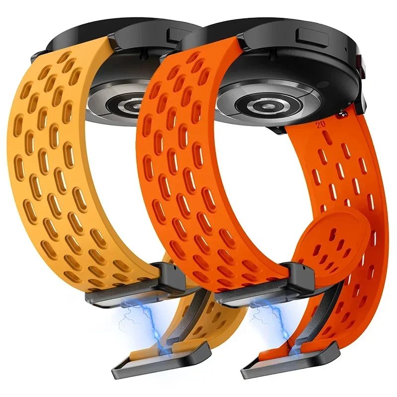 20 mm 22 mm Loch Silikon Magnetarmband für Samsung Galaxy Watch 6 4 klassisches Armband für Samsung Watch 5pro Active2 Gear S3 Band